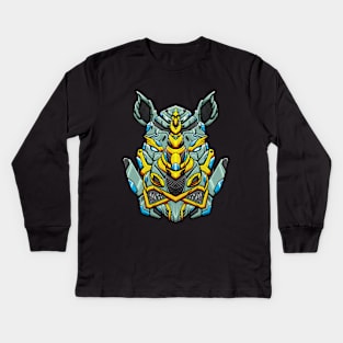 Mecha Rhino Design Kids Long Sleeve T-Shirt